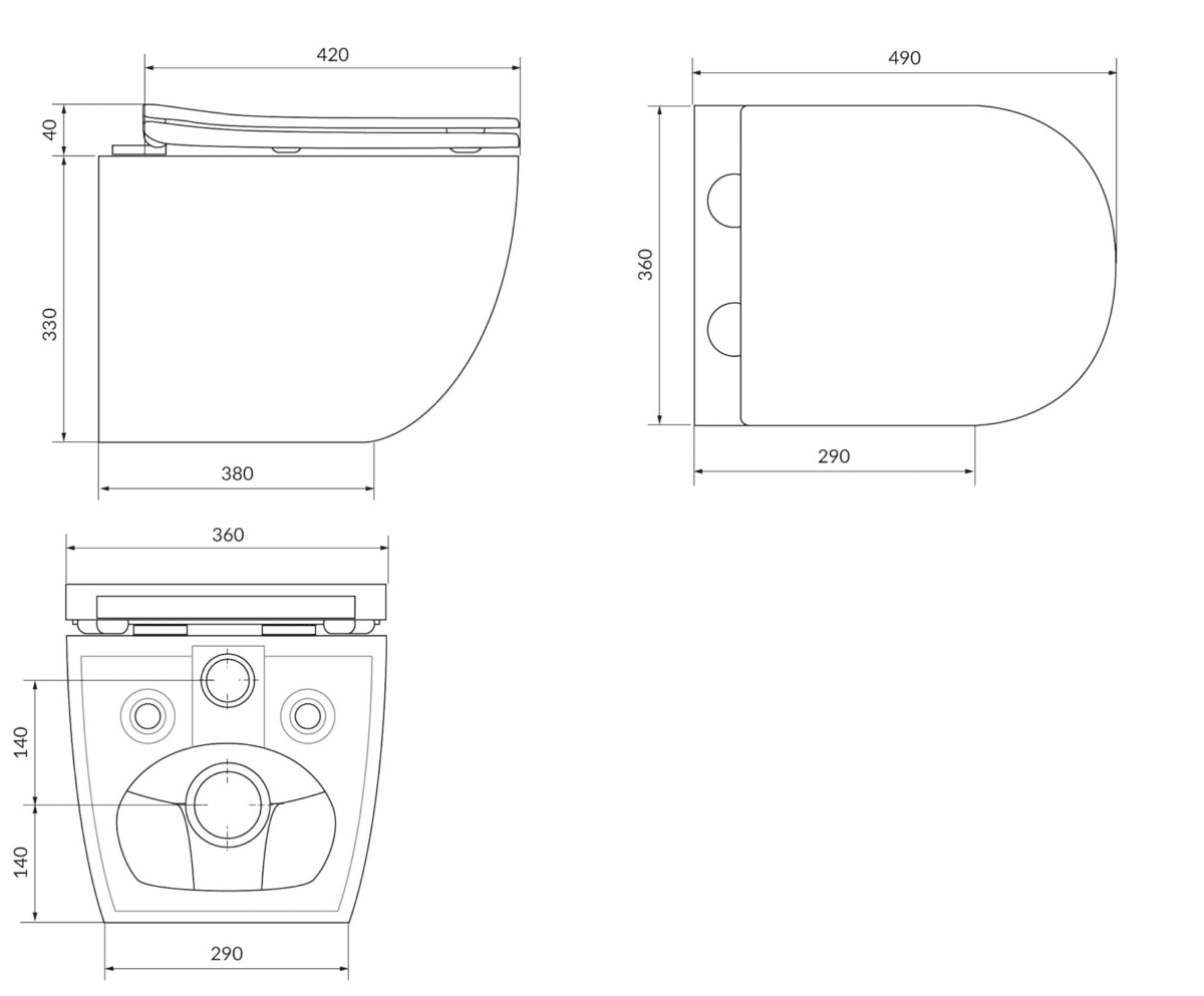 Erfu hangtoilet Ophang wc met duroplast Bril - Afbeelding 4