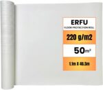 Vloerbeschermingsbedekking 50 m² – Verfbeschermingsfilmrol – Dubbelzijdige waterdichte vloerbedekking – Ultra-resistente renovatiebeschermingsplaat 220 g/m²