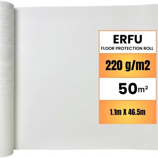 Vloerbeschermingsbedekking 50 m² – Verfbeschermingsfilmrol – Dubbelzijdige waterdichte vloerbedekking – Ultra-resistente renovatiebeschermingsplaat 220 g/m²